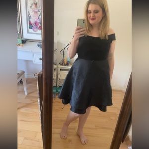 Off-The-Shoulder Fit & Flare Knee Length Dress